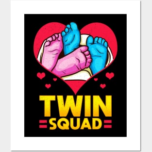 Cute Twin Squad Twinning Baby Feet Announcement Posters and Art